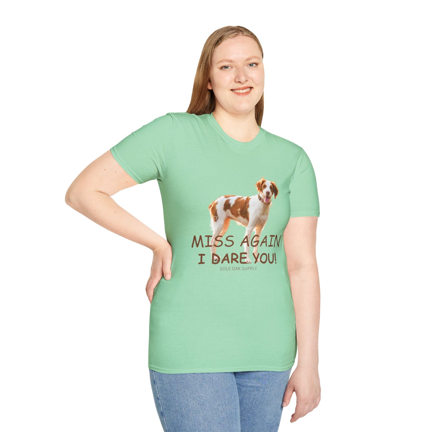 Dog Quote Unisex T-Shirt 'Miss Again I Dare You' American Brittany