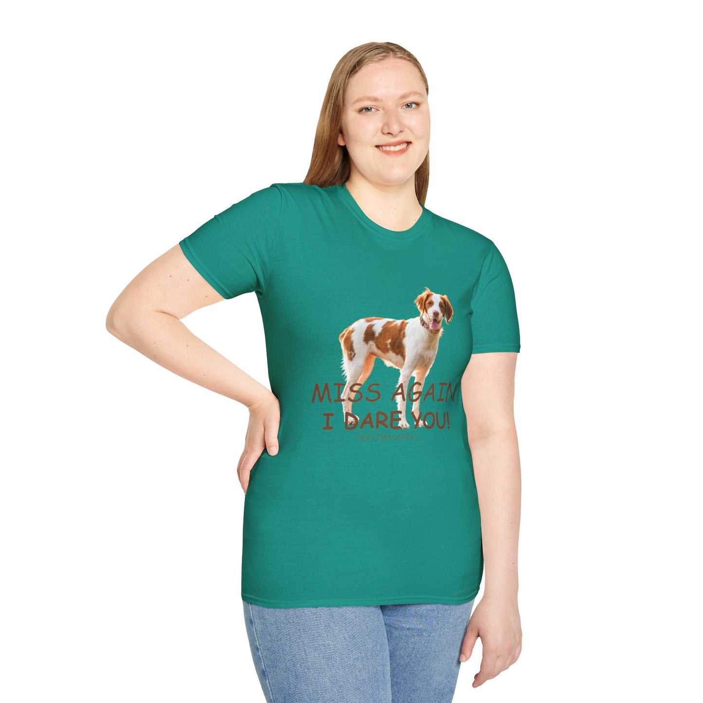 Dog Quote Unisex T-Shirt 'Miss Again I Dare You' American Brittany