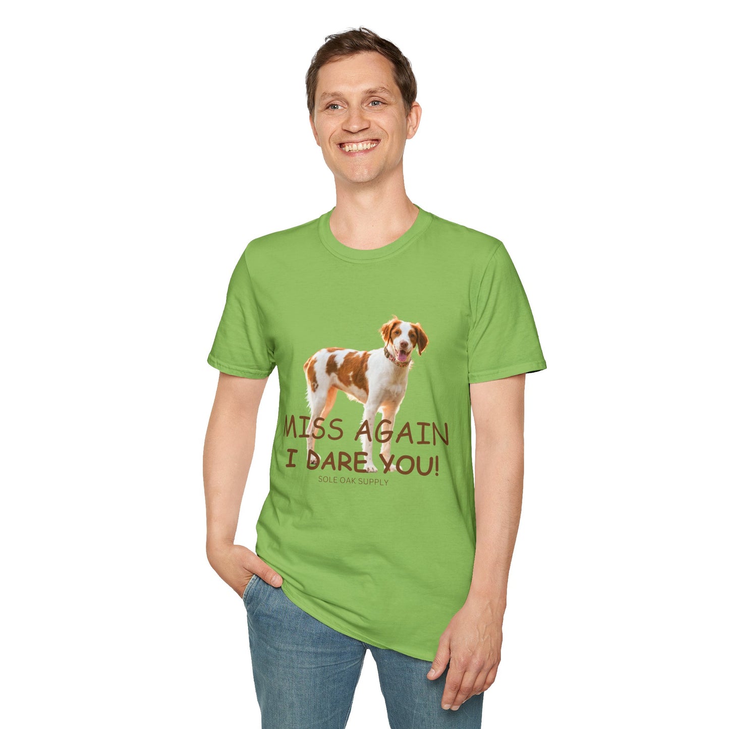 Dog Quote Unisex T-Shirt 'Miss Again I Dare You' American Brittany