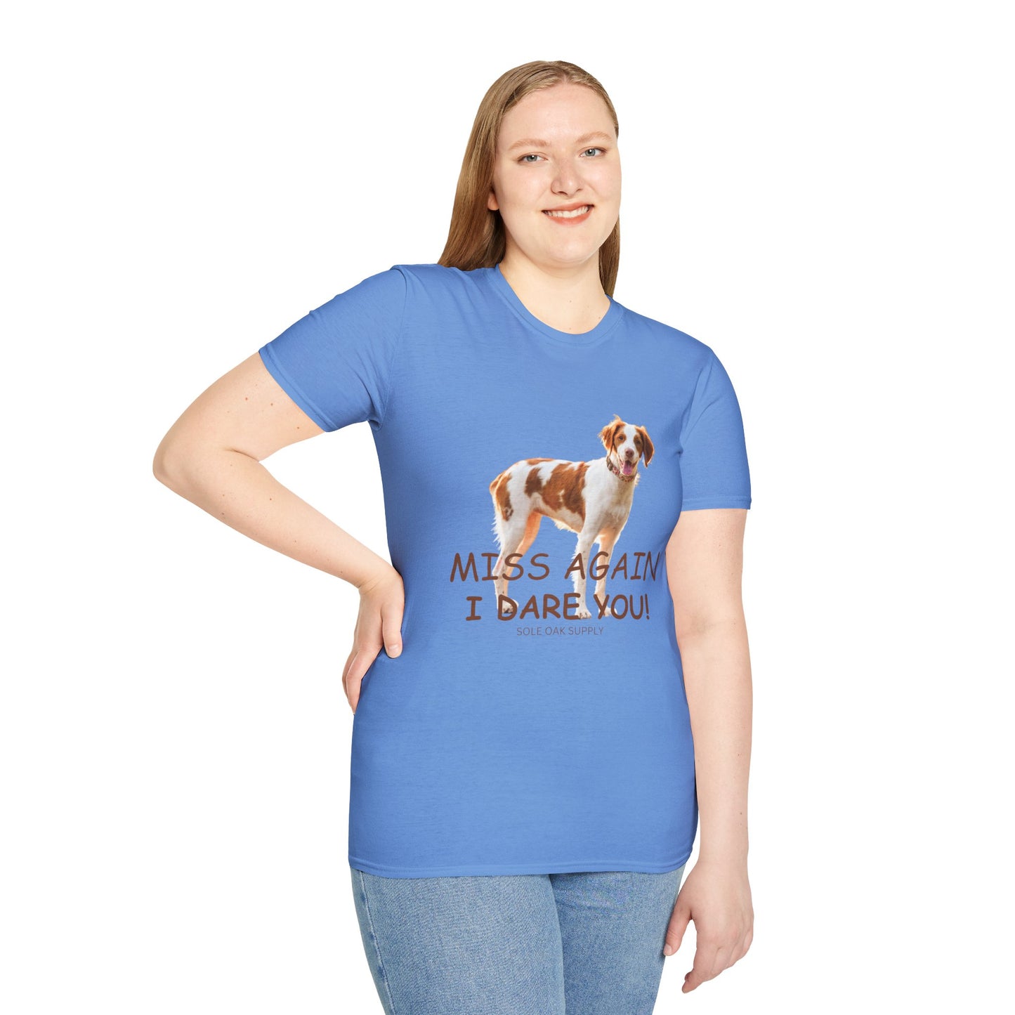 Dog Quote Unisex T-Shirt 'Miss Again I Dare You' American Brittany
