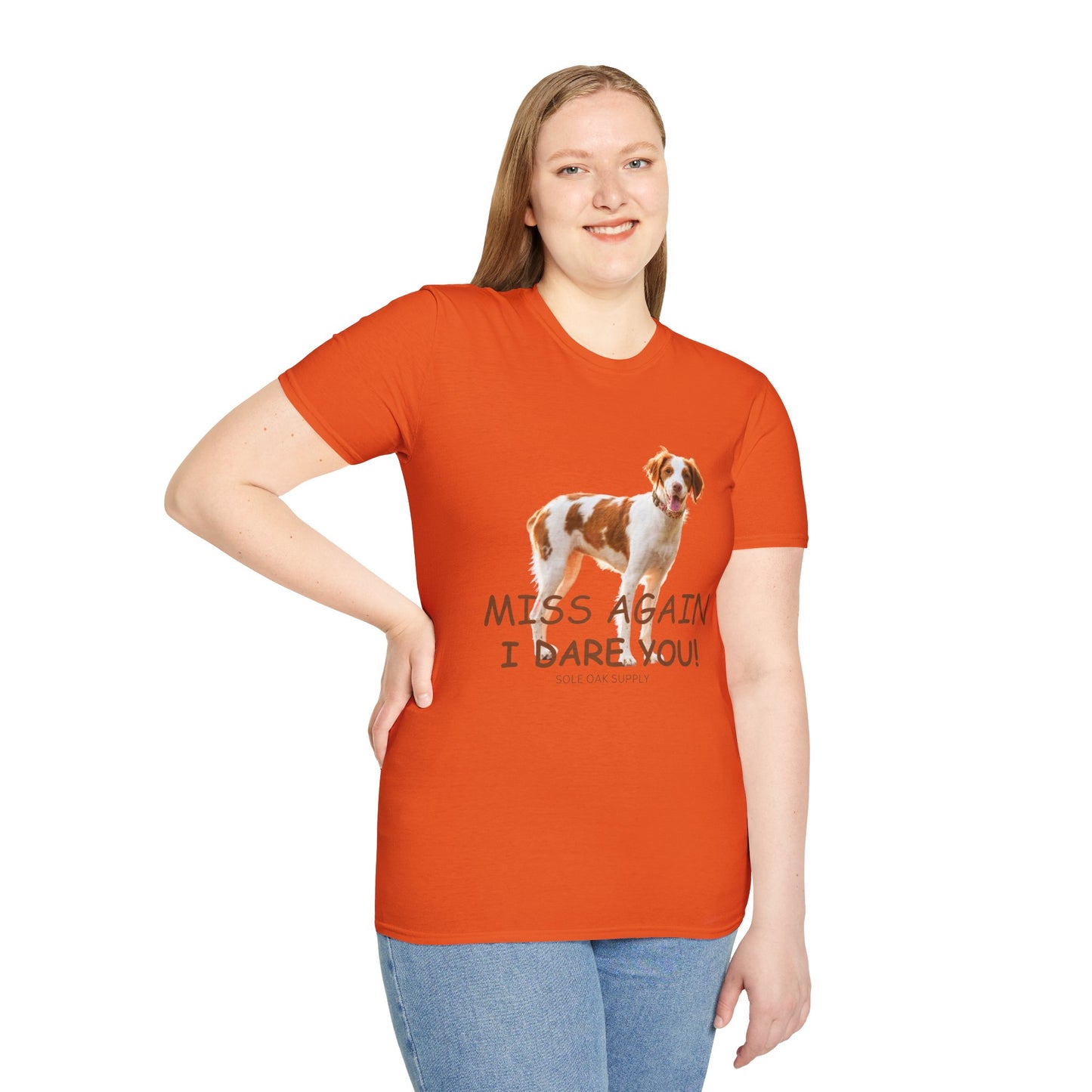 Dog Quote Unisex T-Shirt 'Miss Again I Dare You' American Brittany