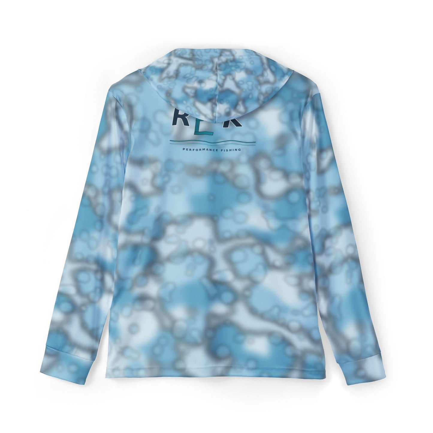 REK Performance Fishing Hoodie | Blue Abstract Marble Camo All-Over Print
