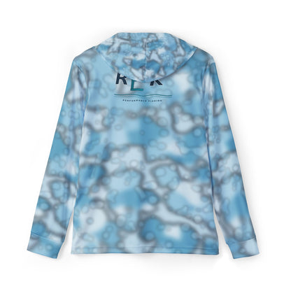 REK Performance Fishing Hoodie | Blue Abstract Marble Camo All-Over Print