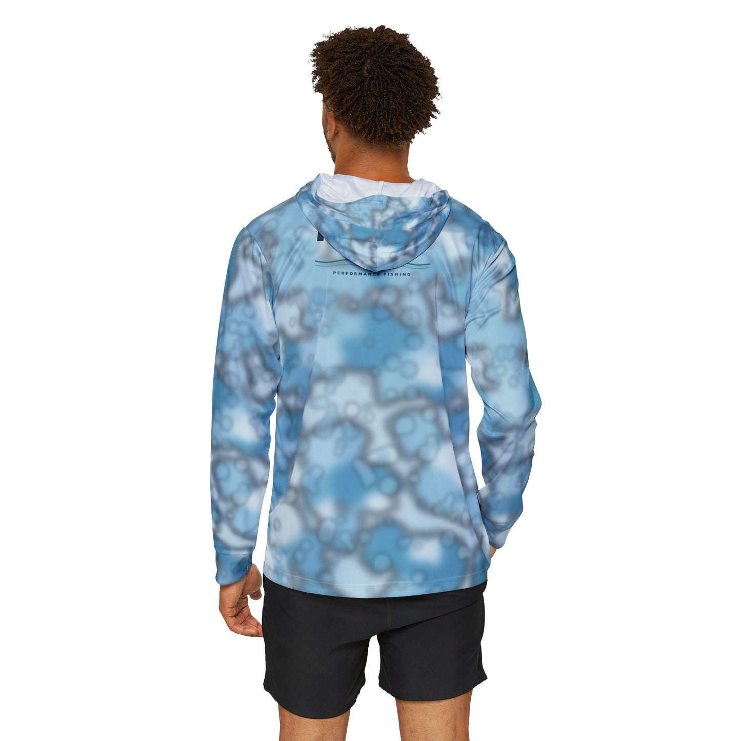 REK Performance Fishing Hoodie | Blue Abstract Marble Camo All-Over Print