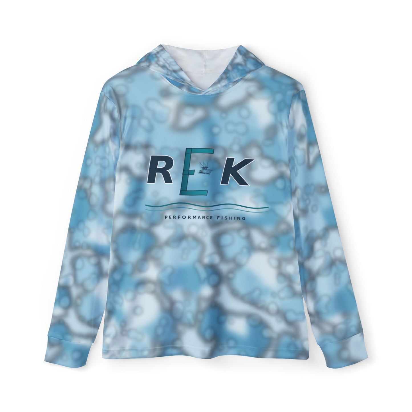 REK Performance Fishing Hoodie | Blue Abstract Marble Camo All-Over Print