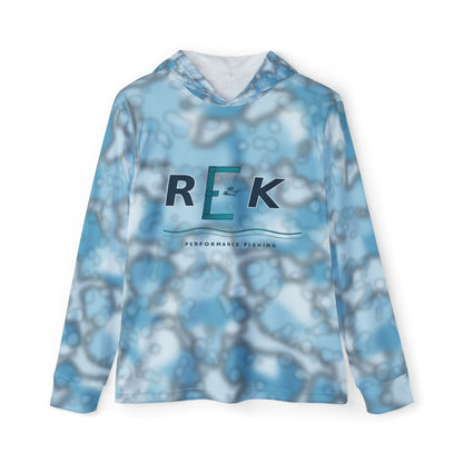 REK Performance Fishing Hoodie | Blue Abstract Marble Camo All-Over Print