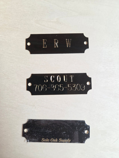 Personalized Engraved brass tag for Belts or 1" Collars