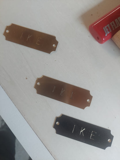 Personalized Engraved brass tag for Belts or 1" Collars